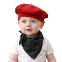 Ressam Şapkası Ve Fuları Kırmızı Bebek