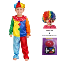 Palyaço Kostümü İkili Takım Çocuk Tam Takım