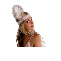 Çarliston Saç Bandı Beyaz Renk Tüylü 