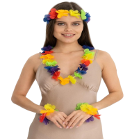  Hawaii Kolye Taç Bileklik Seti 4 Parça