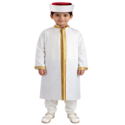 İmam Cübbesi ve Başlığı Beyaz Çocuk 