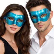 Metalize Parlak Venedik Balo Maskesi Mavi