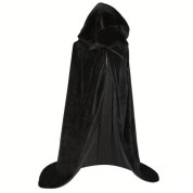 Kapüşonlu Kadife Pelerin Siyah Çocuk