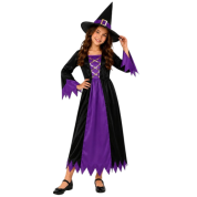 Halloween Çocuk Cadı Kostümü Mor