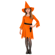 Halloween Cadı Kostümü Turuncu Çocuk