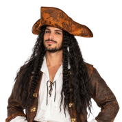 Korsan Kaptan Jack Sparrow Şapkası Saçlı