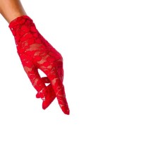 Kırmızı Kısa Dantel Eldiven