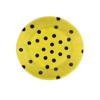 Arı Maya Partisi Siyah Puantiyeli Sarı Tabak