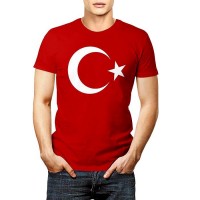 Türk Bayrağı Baskılı Ayyıldız Tişört Yetişkin
